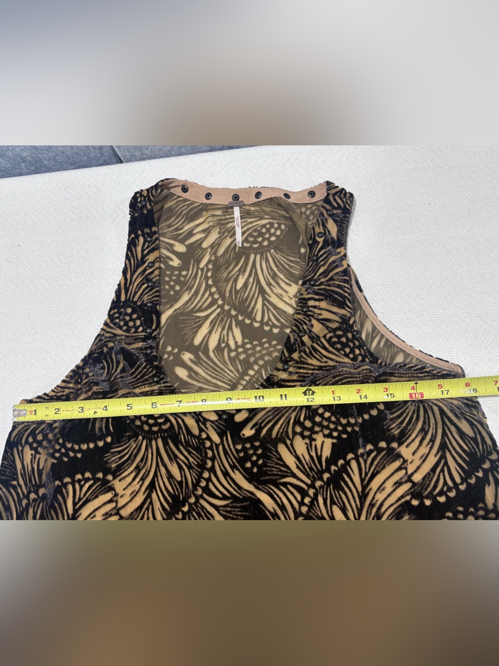 🩷Free People Black and Tan Floral-Print Mini Dress - Picture 6 of 11